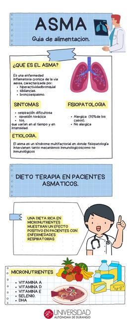 Infografía Datos Salud Asma Ilustrado Azul y Amari