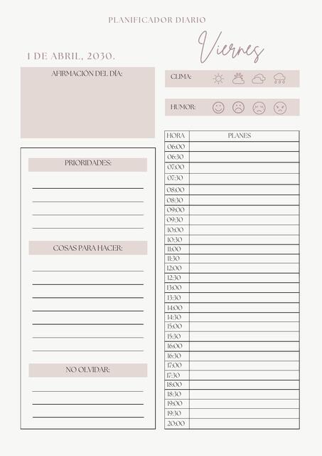 Planner Diario Agenda Moderna Rosa y Blanco