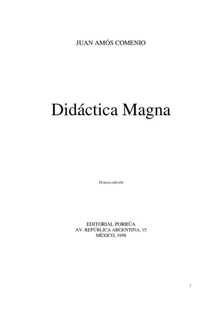 Didactica Magna. Comenio