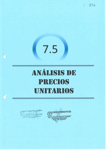 ANALISIS DE PRECIOS UNITARIOS