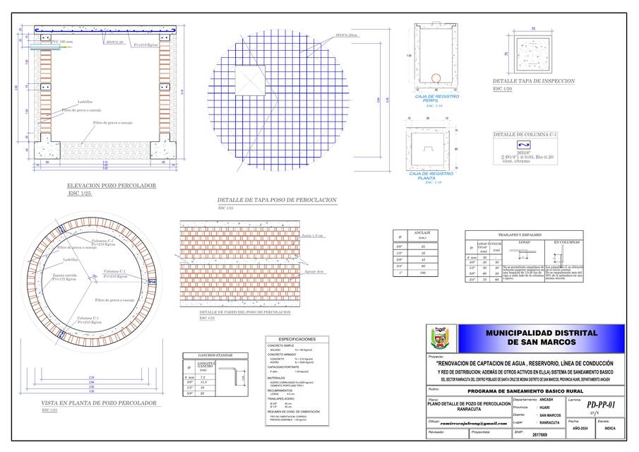 PLANO DETALLE DE POZO DE PERCOLACION