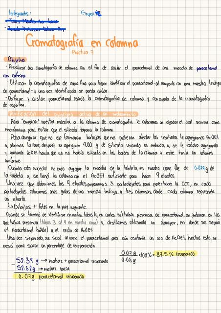 Práctica 7. Cromatografía de columna