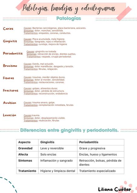 Patologías bandejas y odontogramas