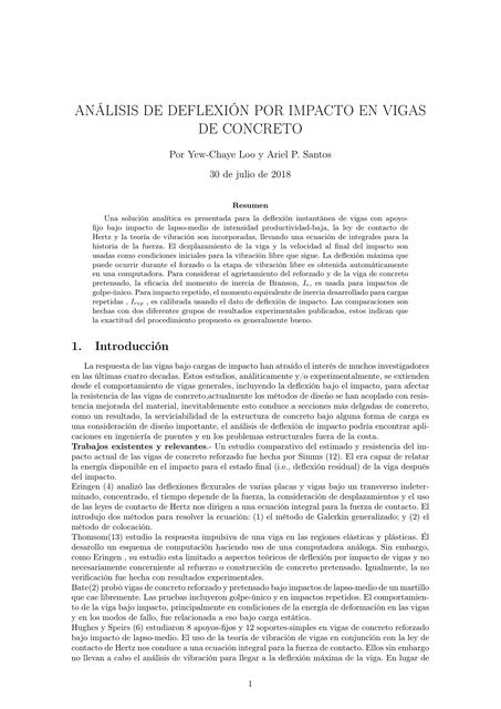 ANÁLISIS DE DEFLEXIÓN POR IMPACTO EN VIGAS DE CONCRETO