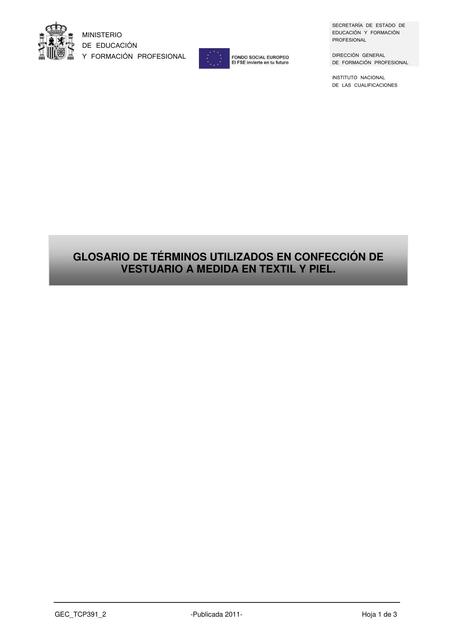 Glosario de términos utilizados en confección de v