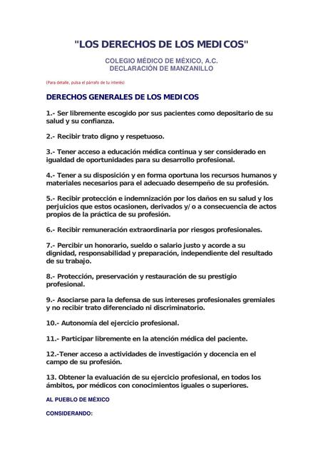 Derechos de los Medicos