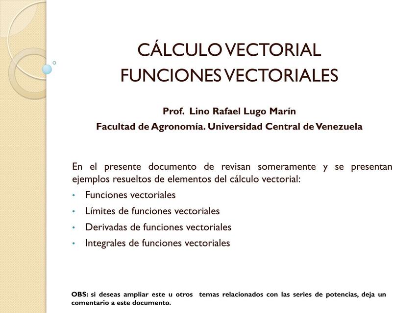 Calc Vectorial Funcion Vectorial Prof LLugo