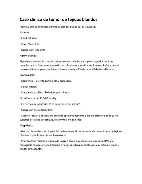 CASO CLINICO DE TUMOR DE TEGIDOS BLANDOS