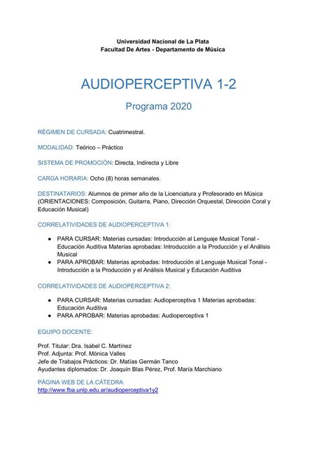 Programa Audioperceptiva 1 y 2