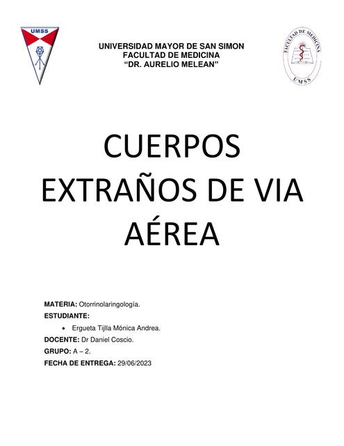 CUERPOS EXTRAÑOS EN VÍA AÉREA