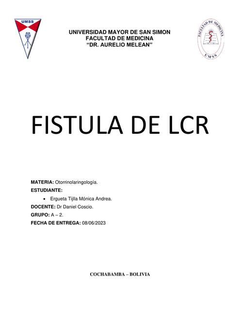 FISTULA DE LCR