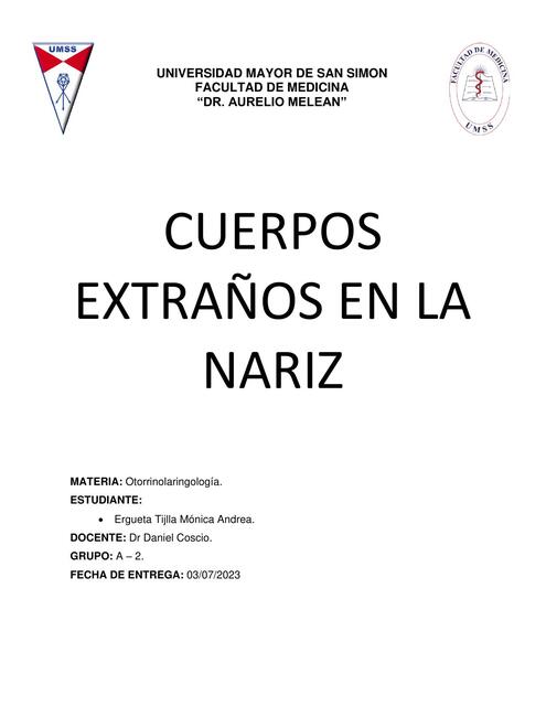 CUERPOS EXTRAÑOS EN LA NARIZ