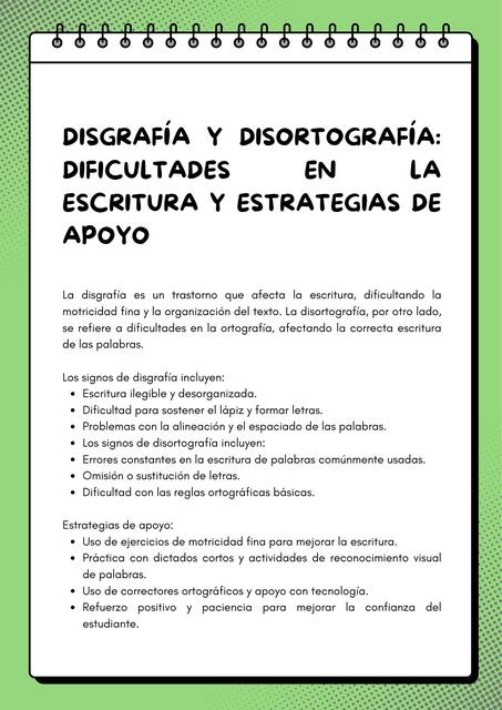 Disgrafía y disortografía: dificultades y estrategias