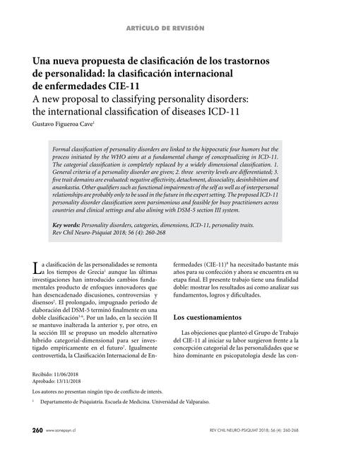 Una nueva propuesta de clasificación de los trastornos