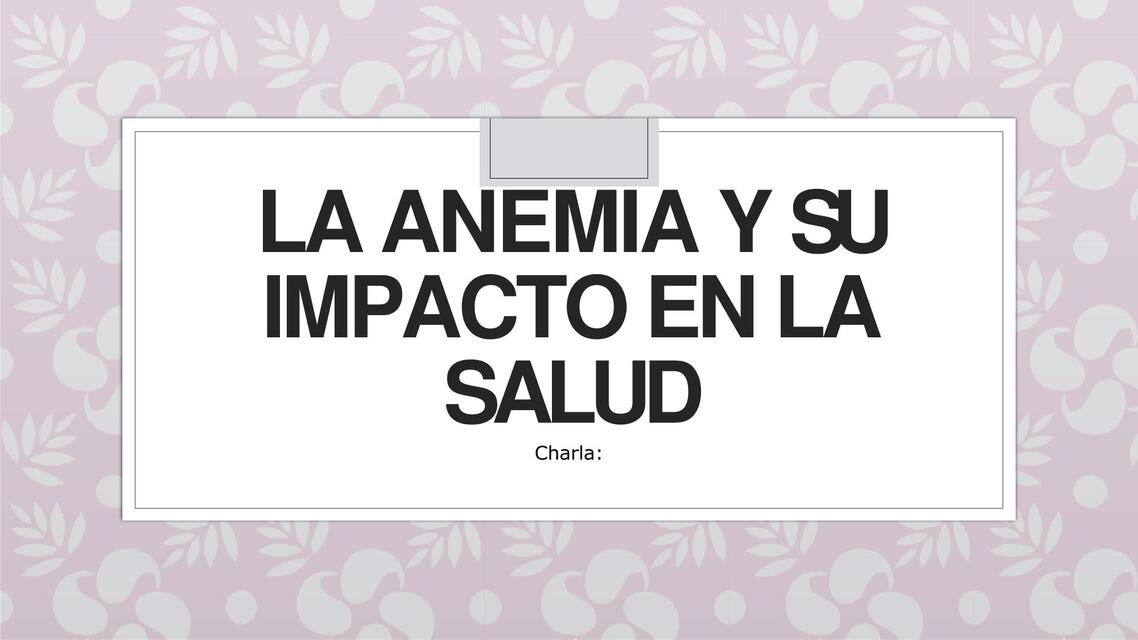 Charla sobre la anemia y su impacto en la salud