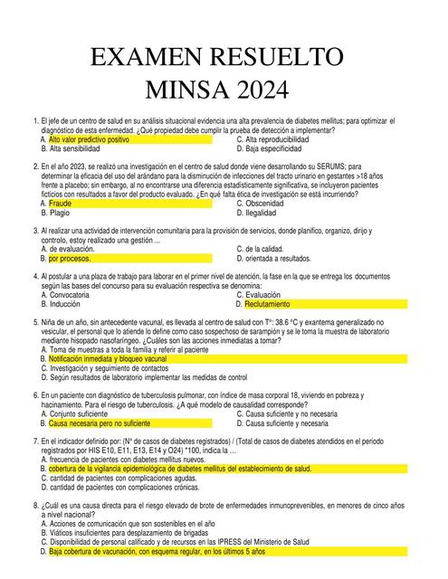 EXAMEN DE ENFERMERIA SERUMS MINSA I-2024