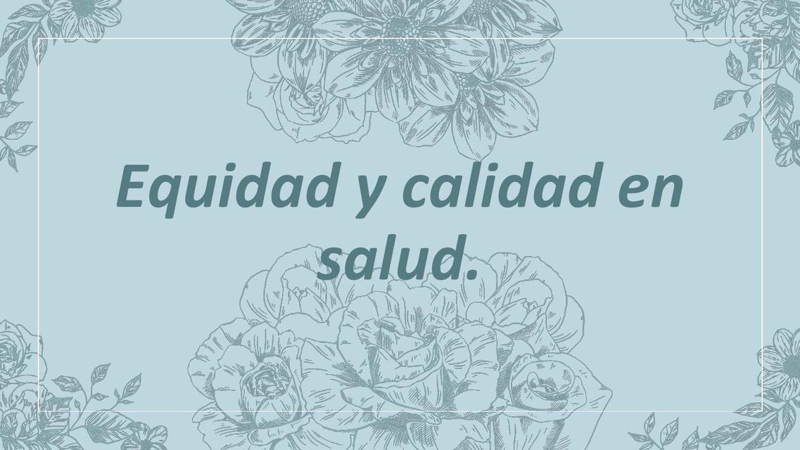 Equidad y calidad de vida en la salud