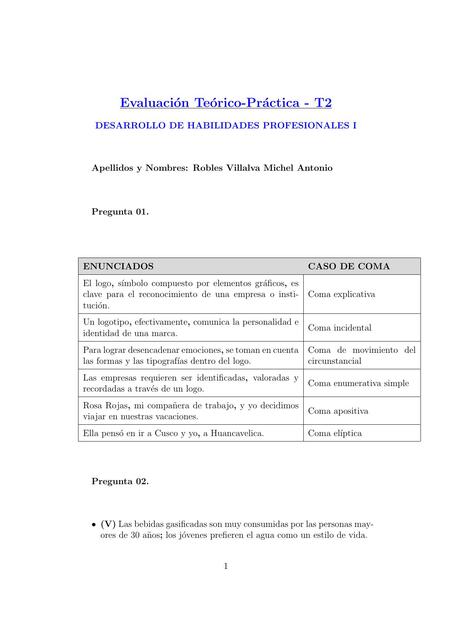 Examen T1 - Desarrollo de Habilidades Profesionales I