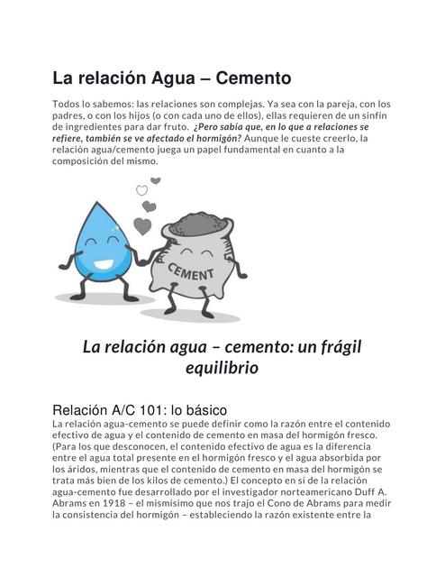 La Relacion Agua Cemento Hormigon Hormigon Armado Udocz