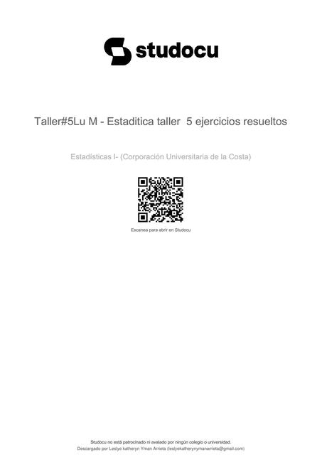 taller5lu m estaditica taller 5 ejercicios resuelt