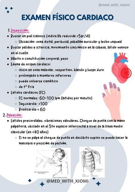 RESUMEN-Examen físico cardiaco según ARGENTE