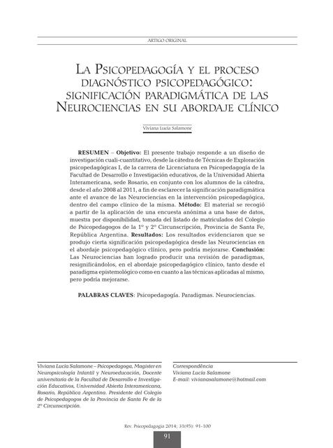 La Psicopedagogía y el proceso diagnóstico psicopedagógico