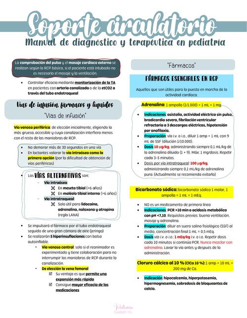 SOPORTE CIRCULATORIO: Manual de diagnóstico y terapéutica en pediatría