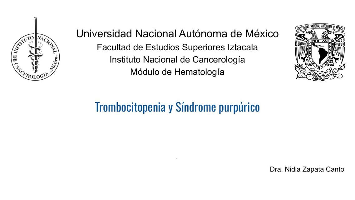 Trombocitopenia y Sx purpurico