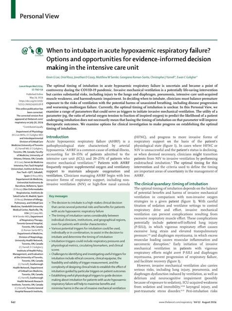 When to intubate in acute hypoxaemic respiratory f