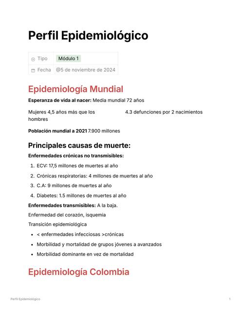 Perfil Epidemiológico