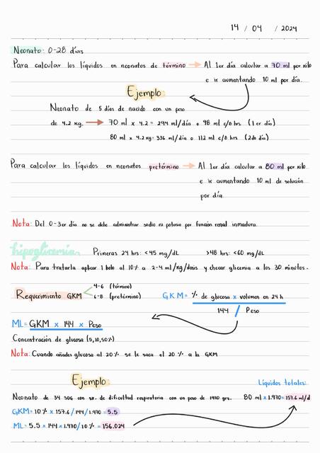 Calculo de líquidos pediatría