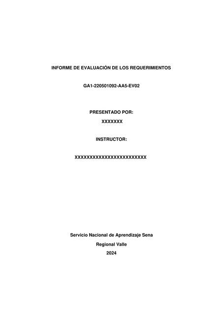 INFORME DE EVALUACIÓN DE LOS REQUERIMIENTOS