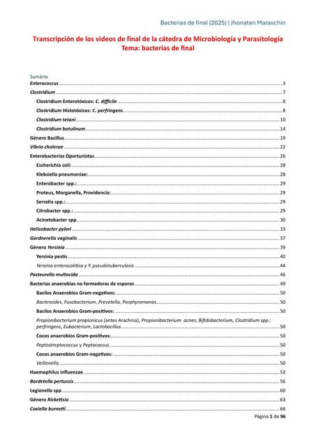 Bacterias de final - transcripción de los videos