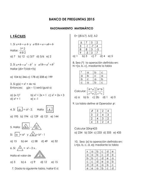 0 BANCO RAZONAMIENTO MATEMÁTICO Claves