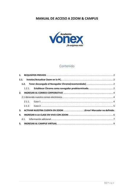 Manual para el estudiante Vonex