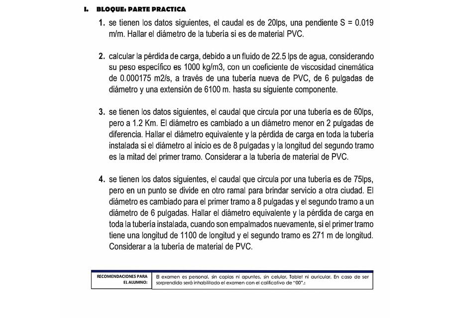 EXAMEN DE MECÁNICA DE FLUIDOS