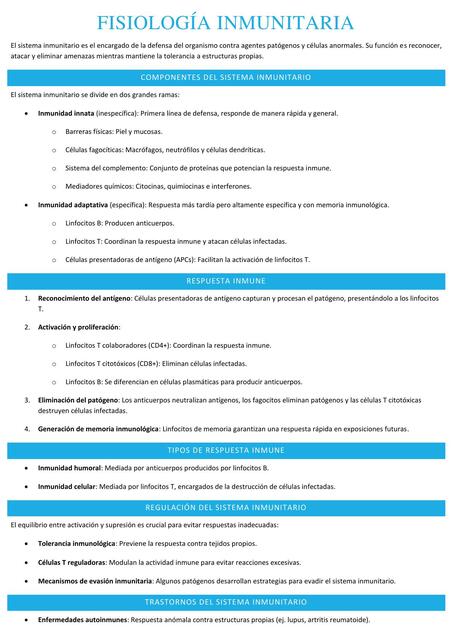 FISIOLOGÍA INMUNITARIA