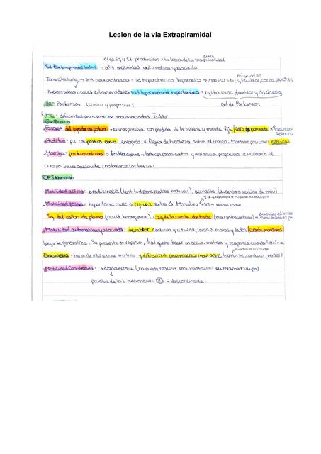 Semiologia Lesion de la via Extrapiramidal