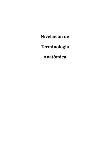 Nivelación de Terminología Anatómica