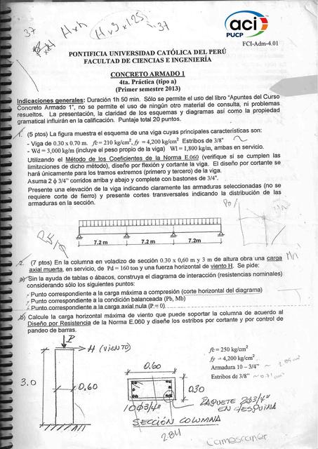 PRÁCTICA CALIFICADA 4 CONCRETO ARMADO 1 - Prácticas resueltas compiladas de ingeniería civil