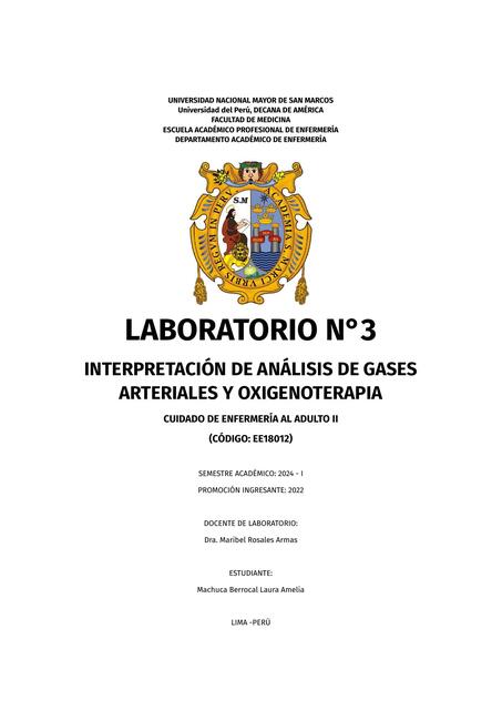 INTERPRETACIÓN DE ANÁLISIS DE GASES ARTERIALES Y OXIGENOTERAPIA