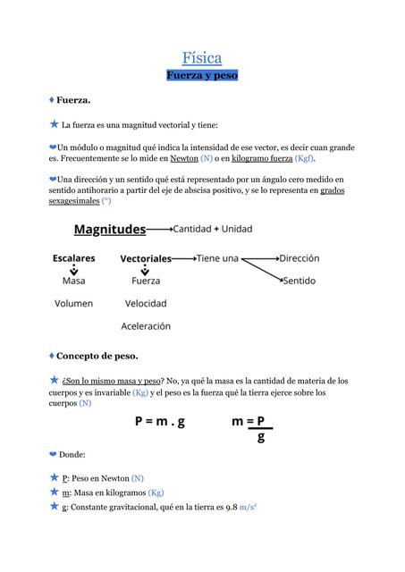 Física - Fuerza y peso