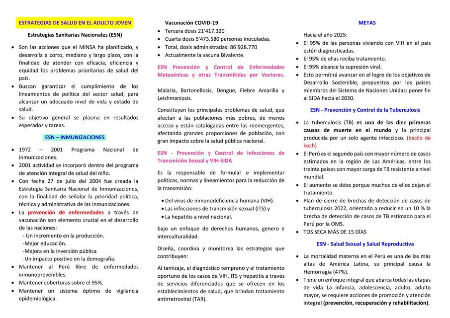 ESTRATEGIAS DE SALUD EN EL ADULTO JOVEN