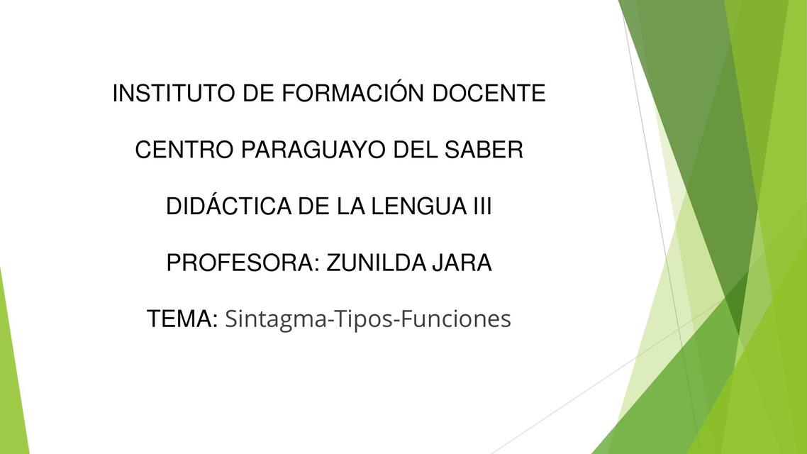 Sintagma Tipos Funciones