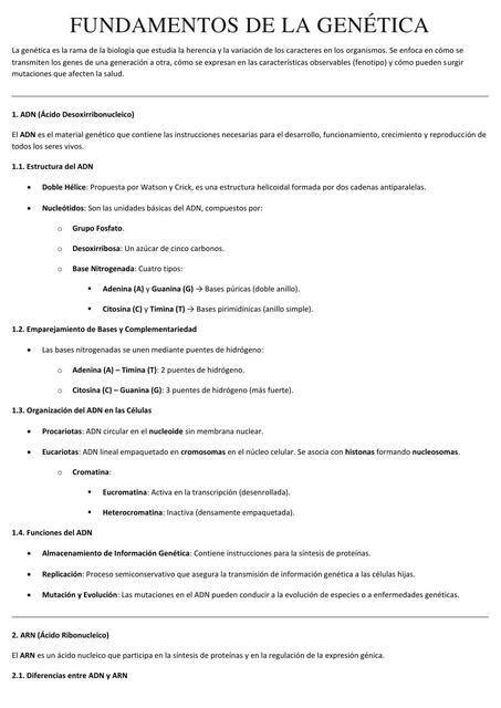 Fundamentos de la Genética