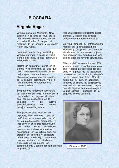 011 Biografia de Virginia Apgar