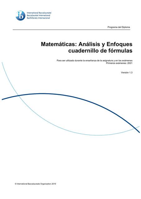 Cuadernillo de fórmulas Análisis y Enfoques