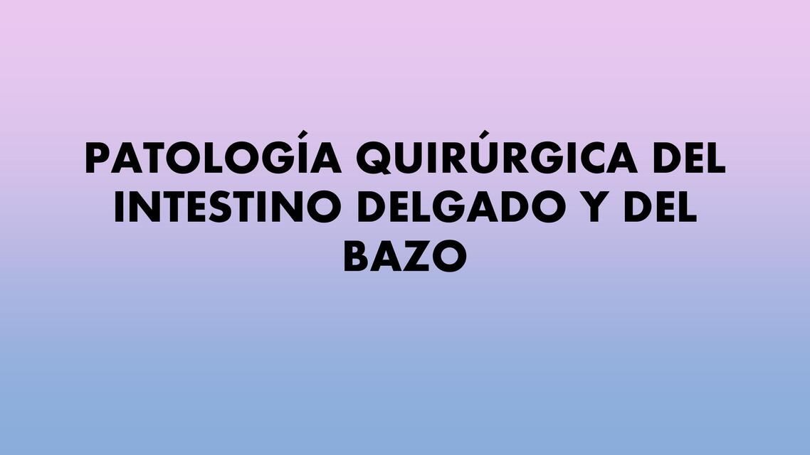 Patología quirúrgica de intestino delgado y bazo