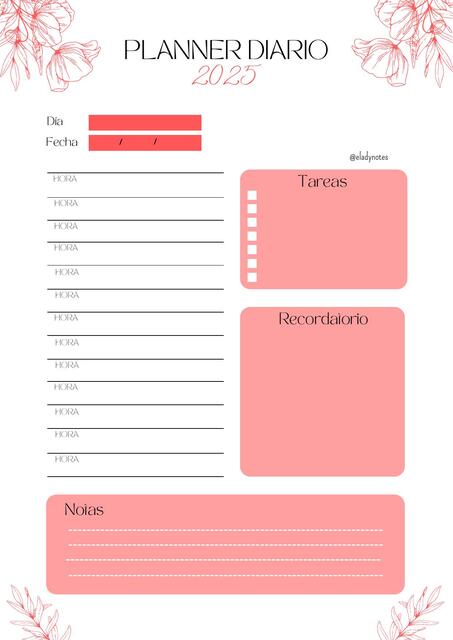 Planner Diario 2025 Red