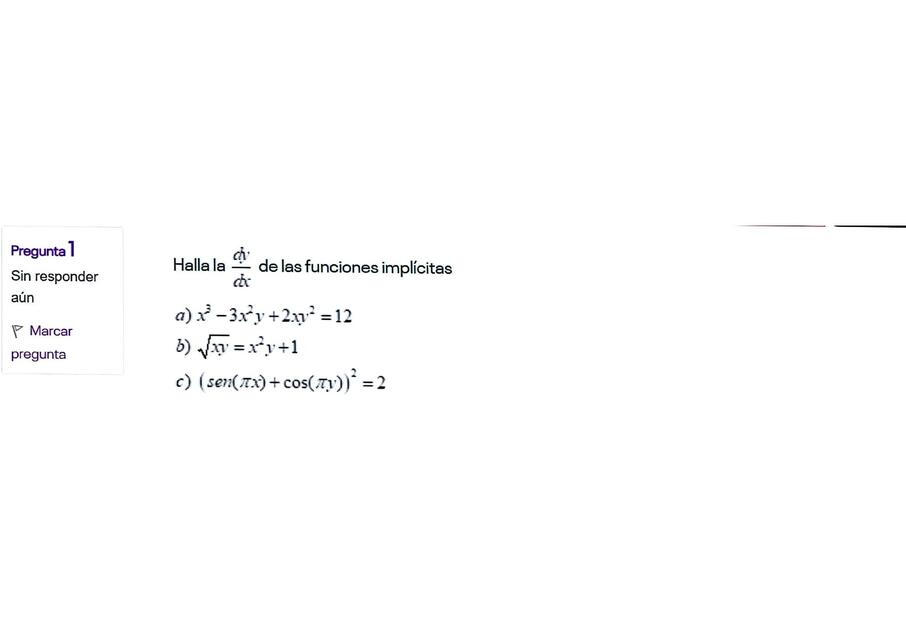 EXAMEN DE CALCULO II DERIVADAS